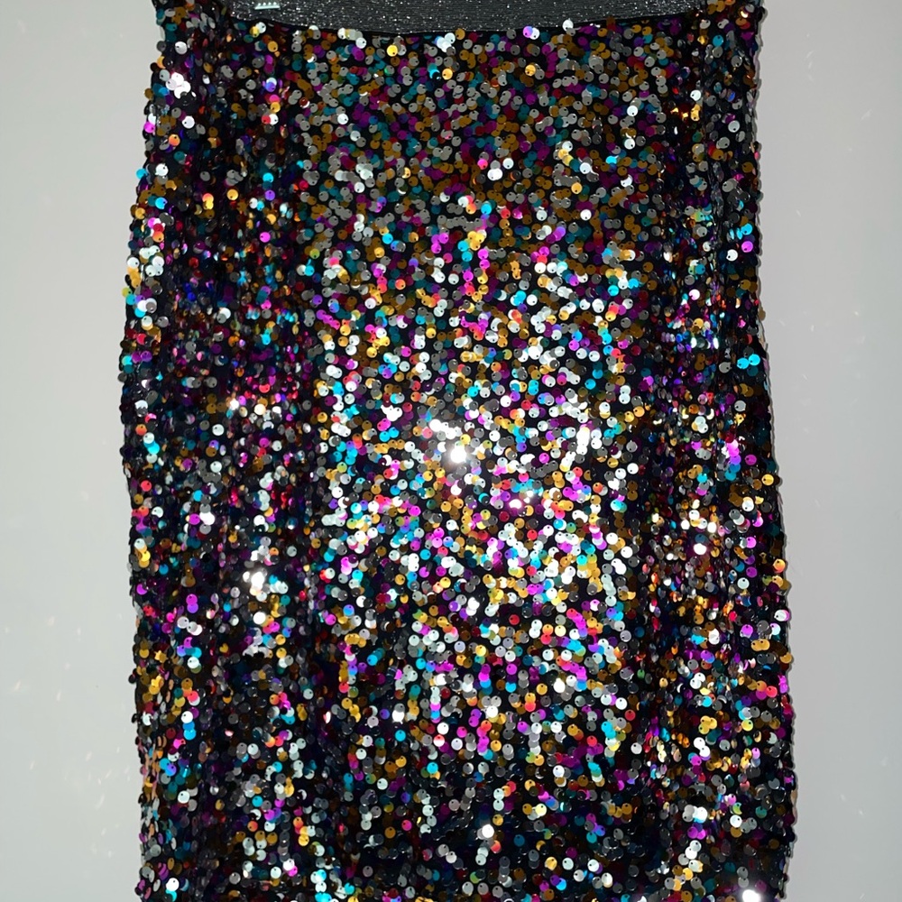 SHEIN Glittering Multicolor Sequin Mini Skirt